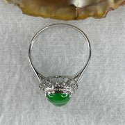 Type A Green Burmese jadeite Hulu ring in 18k white gold & natural diamonds 2.09g Ring Size: US 7 - Huangs Jadeite and Jewelry Pte Ltd