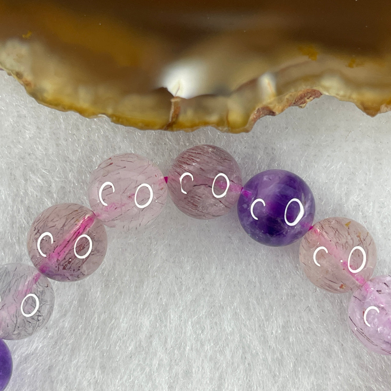 Certified Above-Average Grade Natural Super 7 Crystal Beads Bracelet | Fluid High-Clarity Showcase Strand | Authentic Sacred Seven Multi-Mineral Inclusions Quartz Spiritual Catalyst & Auric Shield Bracelet (19.88g | 15.5cm Length | 8.8mm | 22 Beads)
