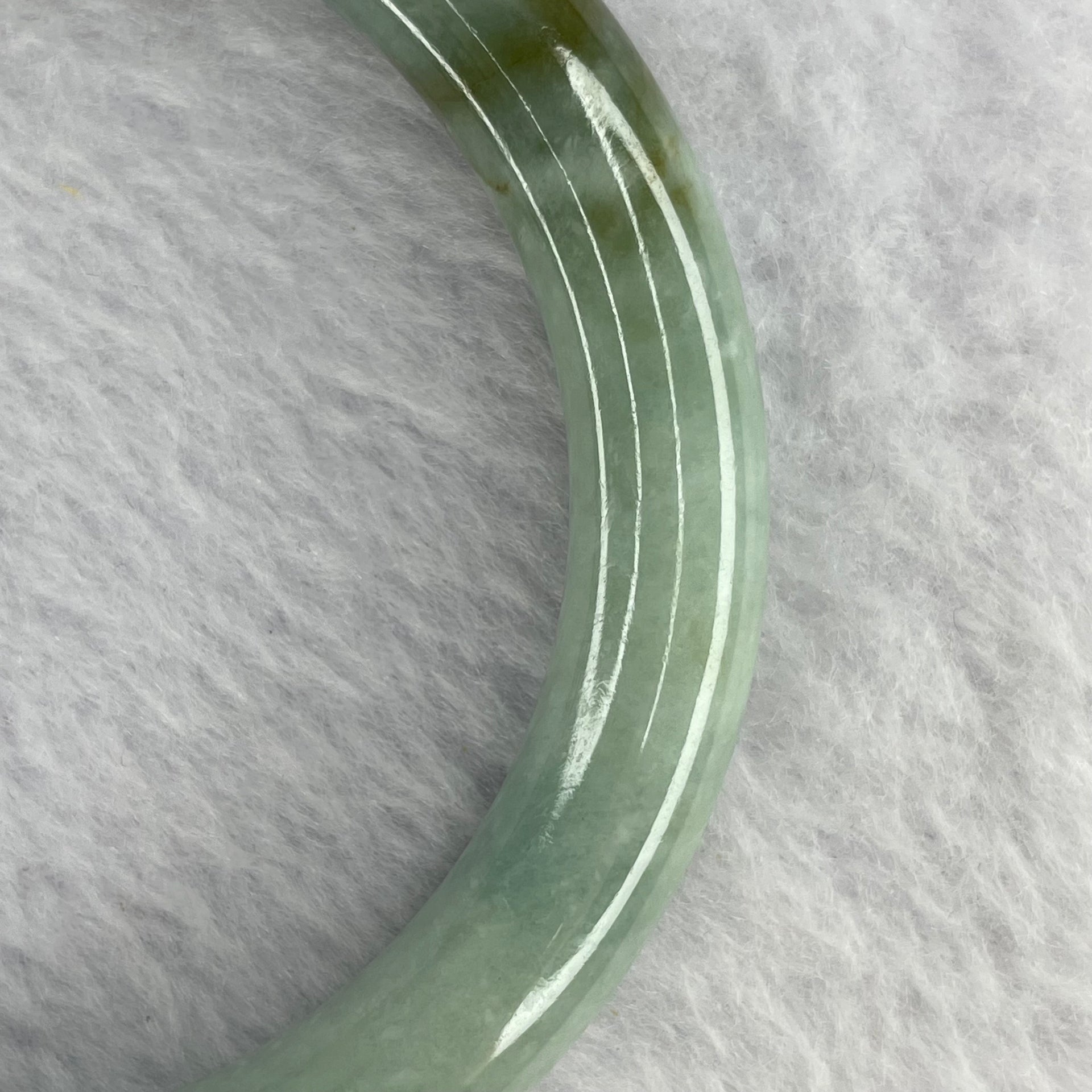 Type A Blueish Green with Brown Patches Jadeite Bangle 41.09g 9.3 by 8.7 mm Internal Diameter 55.0mm (Internal Lines) - Huangs Jadeite and Jewelry Pte Ltd