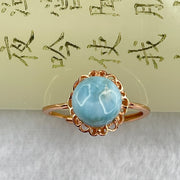 Natural Larimar in S925 Silver Rose Gold Color Ring (Adjustable Size) 1.97g 9.1 by 5.0mm - Huangs Jadeite and Jewelry Pte Ltd