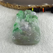 Type A Jelly Lavender and Spicy Green Piao Hua Jadeite Shan Shui and Benefactor 87.19g 79.4 by 40.7 by 11.7mm - Huangs Jadeite and Jewelry Pte Ltd