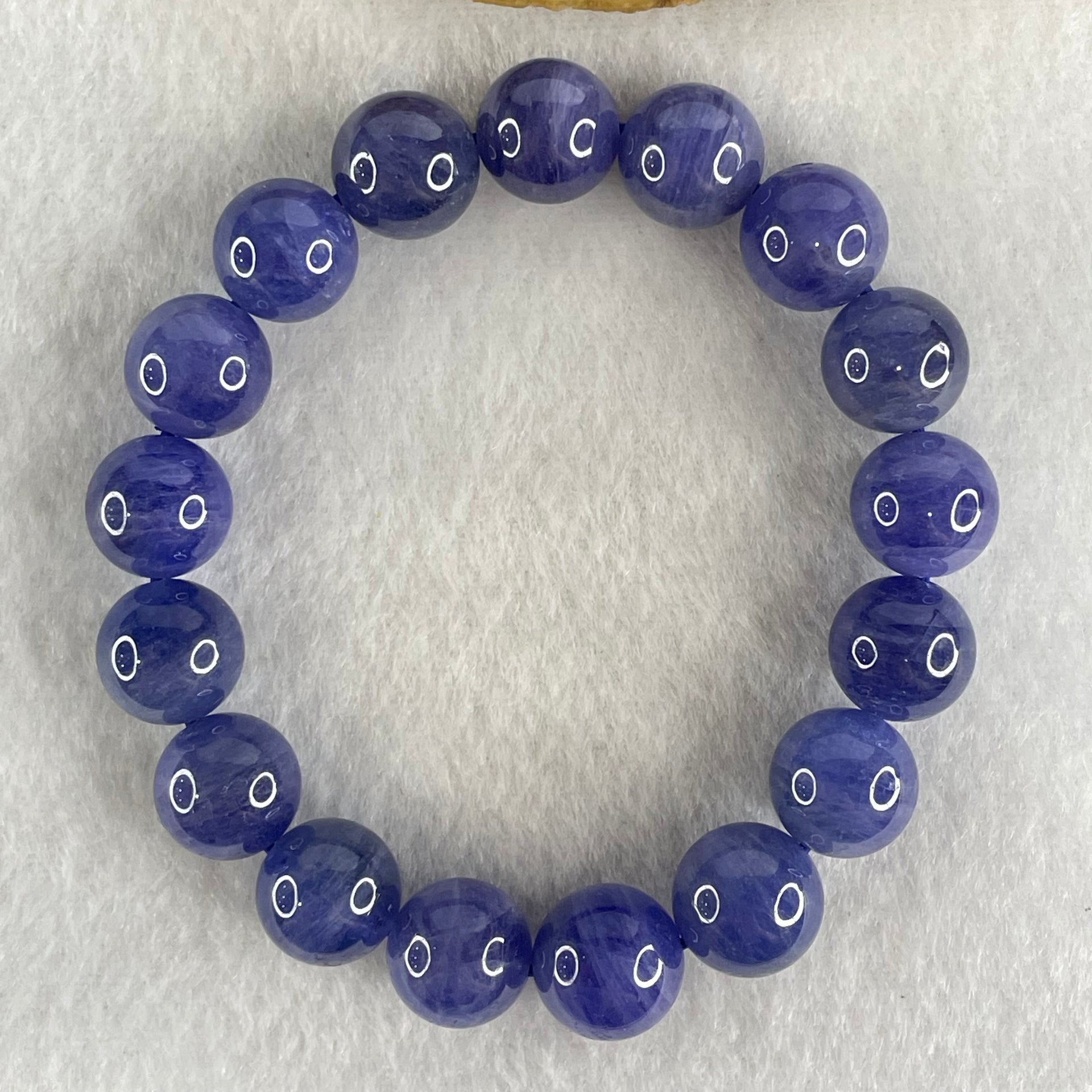 Good Grade Natural Blue Tanzanite Beads Bracelet 45.98g 15.5cm 11.8mm 17 Beads - Huangs Jadeite and Jewelry Pte Ltd