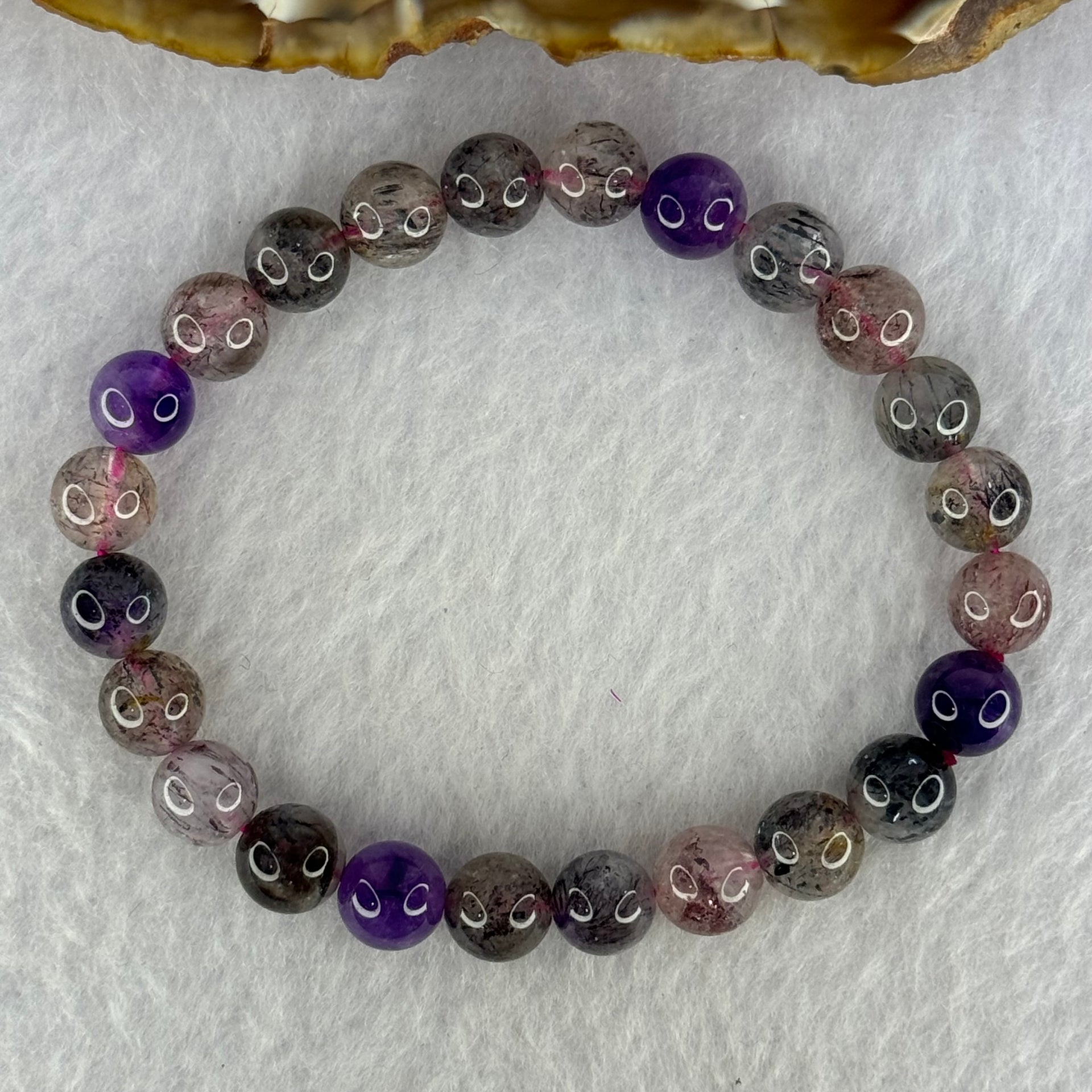 Natural Super 7 Beads Bracelet 15.09g 15cm 7.9mm 25 Beads - Huangs Jadeite and Jewelry Pte Ltd