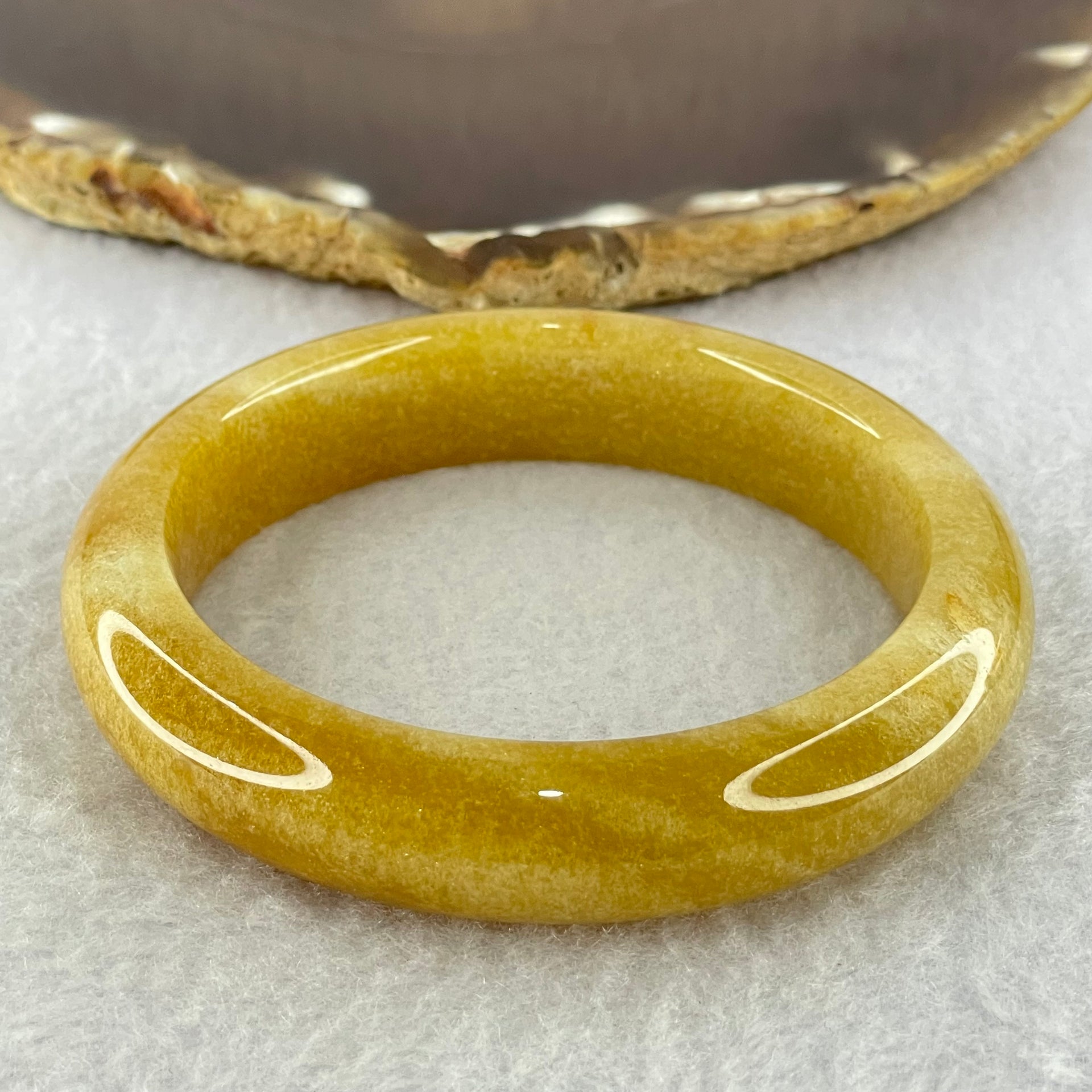 Yellowish Brown Sodium Feldspar Jade Bangle Internal Diameter 58.3mm 58.42g 14.0 by 10.2mm (Close to Perfect) - Huangs Jadeite and Jewelry Pte Ltd