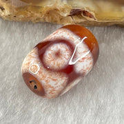 Natural Powerful Tibetan Old Oily Agate 3 Eyes Dzi Bead Heavenly Master (Tian Zhu) 三眼天诛 2.37g 14.6 by 10.1mm - Huangs Jadeite and Jewelry Pte Ltd