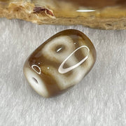 Natural Powerful Tibetan Old Oily Dark Brown with White Agate Patina Guiren Tairen Human Dzi Bead Totem Amulet Heavenly Master (Tian Zhu) 贵人天诛 2.70g 13.5 by 10.9mm - Huangs Jadeite and Jewelry Pte Ltd