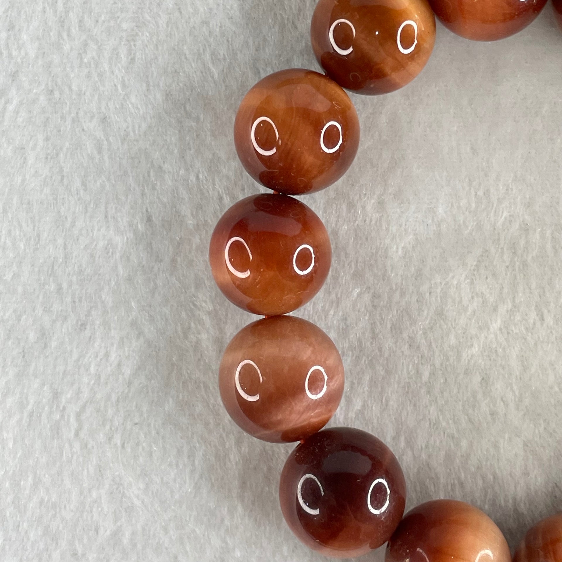 Natural Red Tiger's Eye Quartz Beads Bracelet 82.05g 17.5cm 16.4mm 14 Beads - Huangs Jadeite and Jewelry Pte Ltd