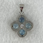 Above Average Grade Rare Natural Blue Dumortierite Rutilated Quartz in S925 Four Leaf Clover Pendant 2.21g 4.0mm 4pcs - Huangs Jadeite and Jewelry Pte Ltd