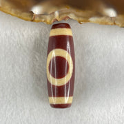 Natural Powerful Tibetan Old Oily Red White Agate One Eye Gold Metal Element Dzi Bead Heavenly Master (Tian Zhu) 一眼金天珠 10.23g 37.9 by 13.3mm - Huangs Jadeite and Jewelry Pte Ltd