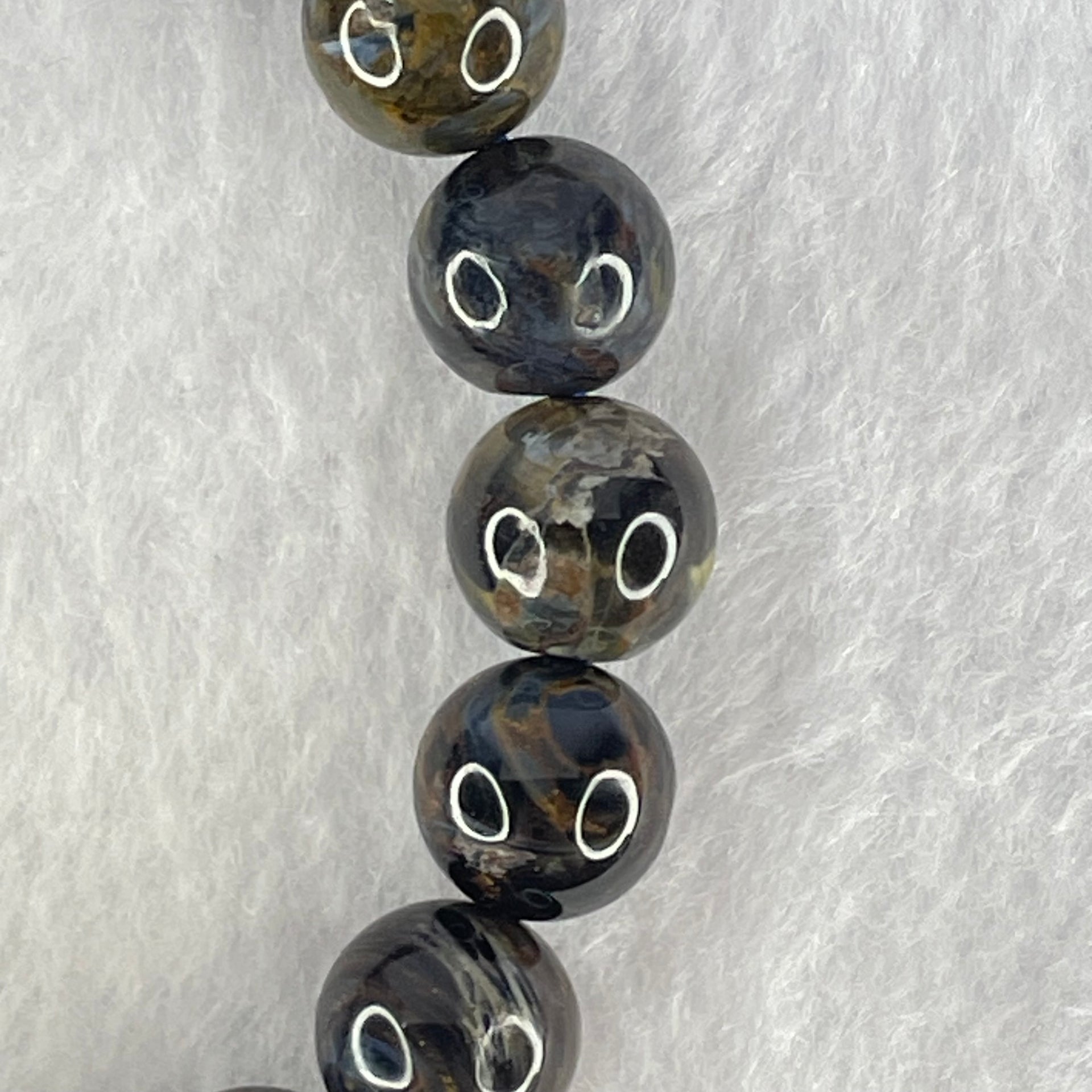 Good Grade Natural Petersite Beads Bracelet 31.34g 17cm 10.8mm 19 Beads - Huangs Jadeite and Jewelry Pte Ltd