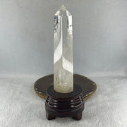 Natural Clear Quartz Tower with Wooden Stand 450.7g 80.1 by 75.9 by 210.0mm - Huangs Jadeite and Jewelry Pte Ltd