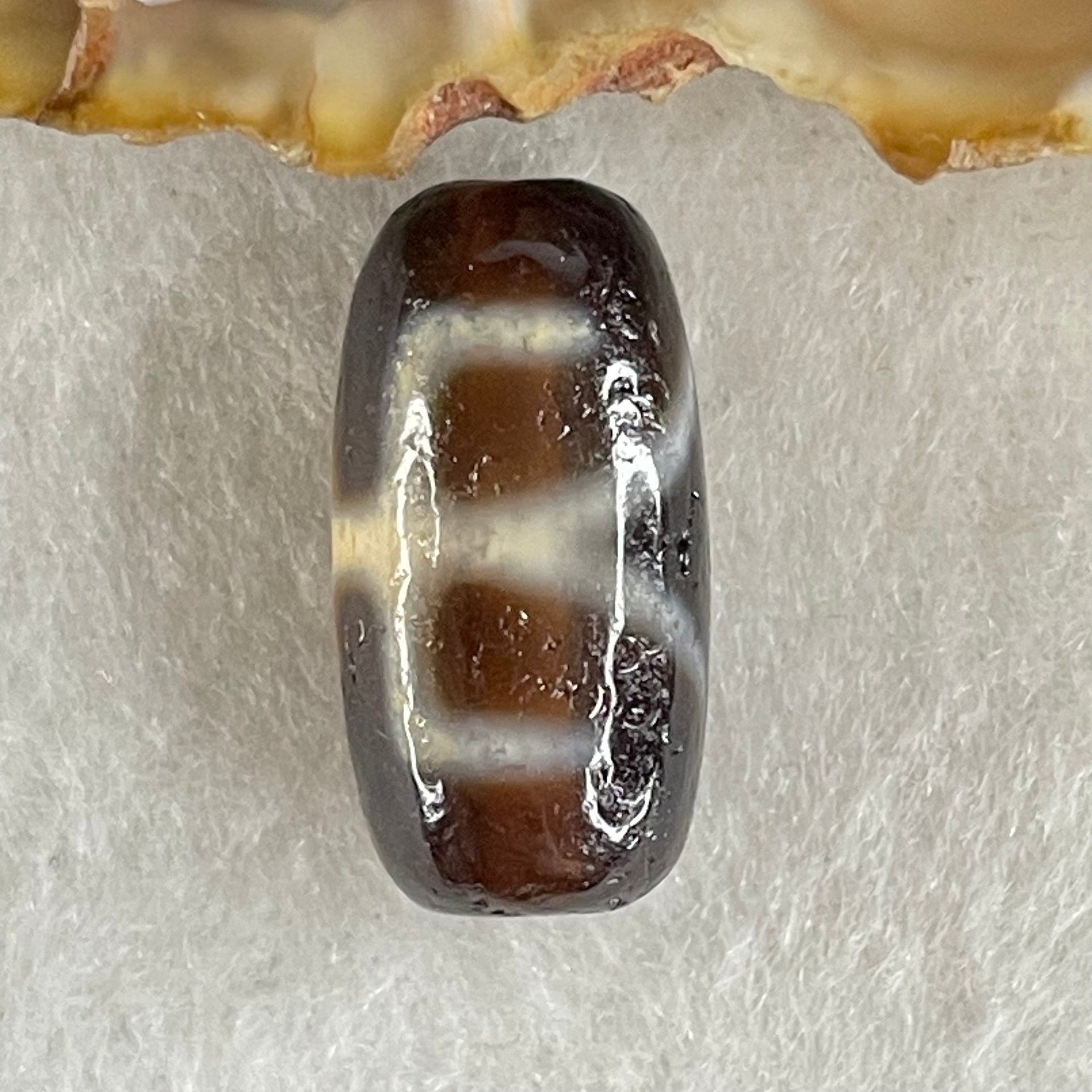 Natural Powerful Tibetan Old Oily Red White Agate Patina Guiren Tairen Human Benefactor Dzi Bead Heavenly Master (Tian Zhu) 贵人天珠 2.96g 19.4 by 10.2mm - Huangs Jadeite and Jewelry Pte Ltd