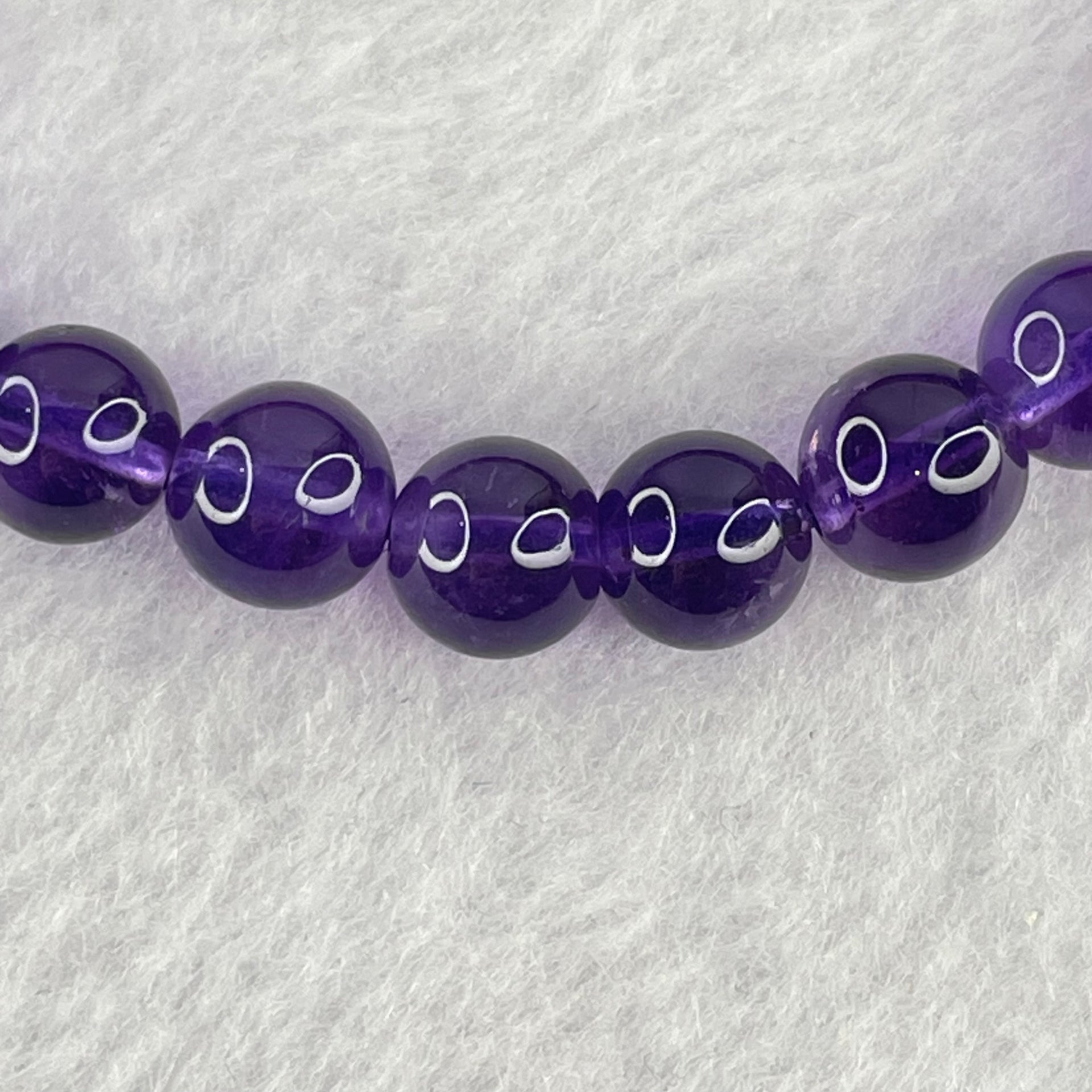 Very Good Grade Natural Amethyst Bracelet 18.03g 16cm 8.3mm 24 Beads - Huangs Jadeite and Jewelry Pte Ltd
