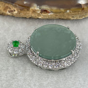 Natural Type A Icy Light Green Jadeite Round Wushipai Pendant in S925 Silver | (6.62g | 20.0 x 10.0mm | Unobstructed Peace & Protection Anchor, Feng Shui Harmony & Executive Calm Pendant) - Huangs Jadeite and Jewelry Pte Ltd