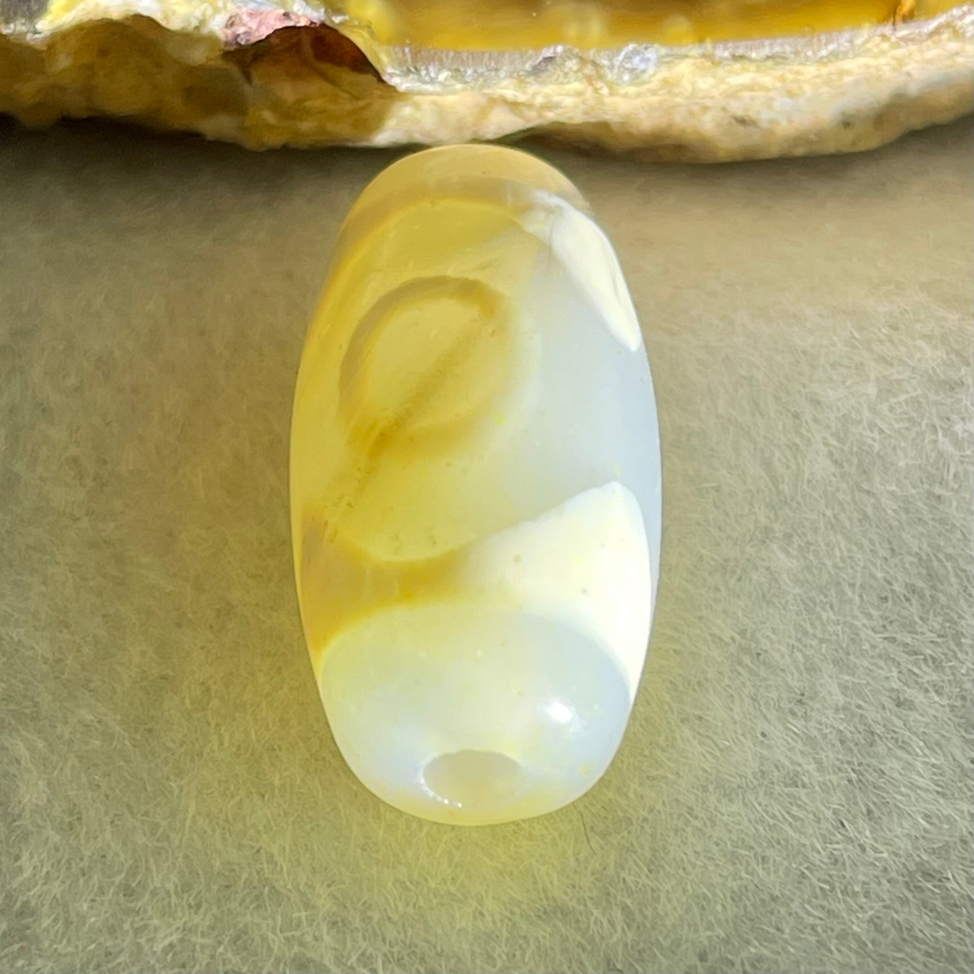 Natural Powerful Tibetan Old Oily Agate 3 Eyes Dzi Bead Heavenly Master (Tian Zhu) 三眼天诛 3.08g 20.2 by 10.2mm - Huangs Jadeite and Jewelry Pte Ltd