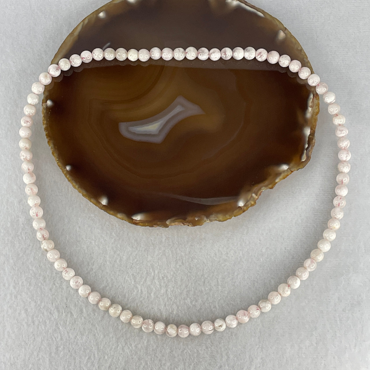 Collectors Grade Natural White Snowflake Ghost Phantom Quartz Beads Necklace | 7.3mm Rare Visionary  (39.24g | 54cm Strand Length | 82 Beads)