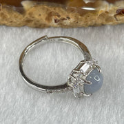 Type A Lavender Jadeite in S925 Sliver with Crystal Ring (Adjustable Size) 1.82g 6.3 by 3.5mm - Huangs Jadeite and Jewelry Pte Ltd