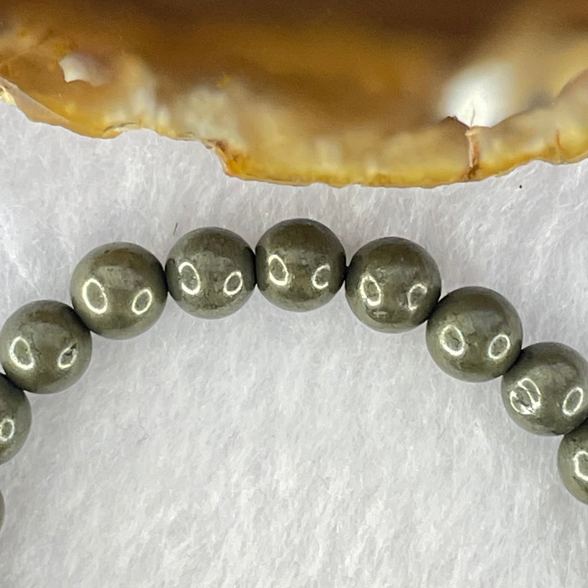 Natural Pyrite Beads Bracelet 天然黄铁矿手链 15.64g 13cm 6.4mm 25 Beads - Huangs Jadeite and Jewelry Pte Ltd