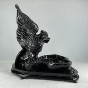 Black Stone Eagle with Pond with Wooden Stand Display 1,914.9g 240.0 by 191.0 by 230.0mm - Huangs Jadeite and Jewelry Pte Ltd