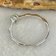 Type A Apple Green Cabochon Jadeite in S925 Sliver Bamboo Ring (Adjustable Size) 1.07g 3.8 by 2.5mm - Huangs Jadeite and Jewelry Pte Ltd