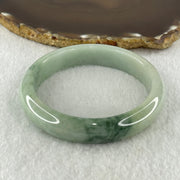 Natural Type A Light Green with Blueish Green Piao Hua Flora Jadeite Bangle 64.13g Inner Diameter 61.8mm 14.2 by 8.4mm (Very Slight Internal Lines) - Huangs Jadeite and Jewelry Pte Ltd