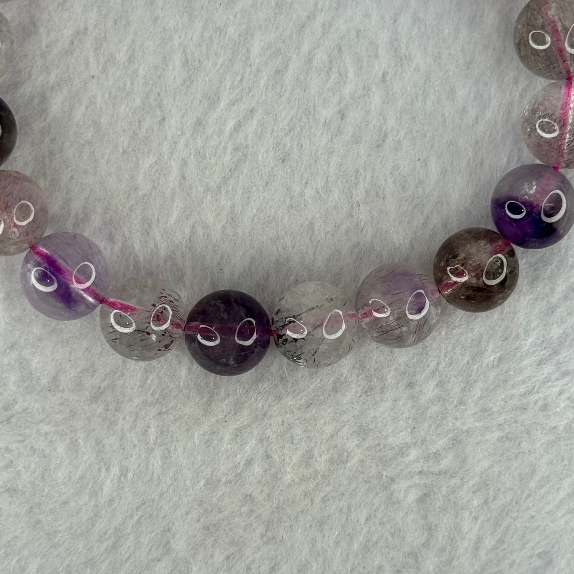 Natural Super 7 Beads Bracelet 29.63g 17.5cm 10.3mm 20 Beads - Huangs Jadeite and Jewelry Pte Ltd