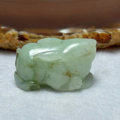 Type A Green Piao Hua Jadeite Rabbit Pendant 21.86g 31.7 by 19.0 by 19.3mm