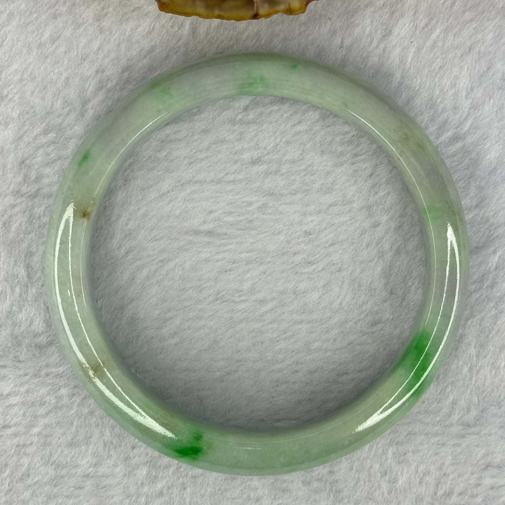Type A Light Green with Bright Green Patches and Lavender Jadeite Bangle 54.16g Internal Diameter 58.4mm 12.6 by 7.9mm (Very Slight External Rough) - Huangs Jadeite and Jewelry Pte Ltd