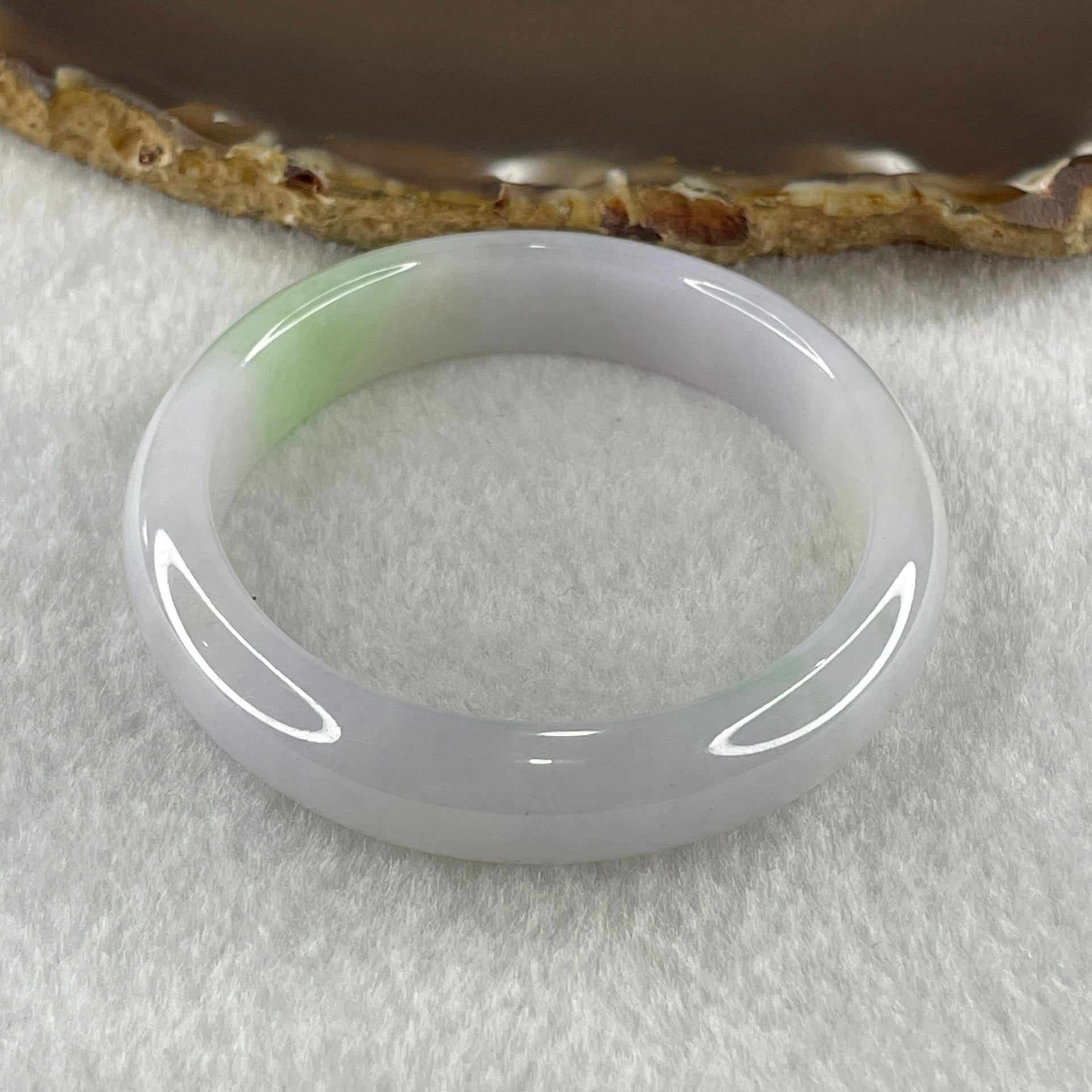 Natural Type A Light Lavender with Green Jadeite Oval Bangle 37.75g Inner Diameter 55.6mm 11.1 by 6.9mm (Close to Perfect) - Huangs Jadeite and Jewelry Pte Ltd