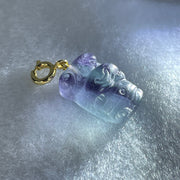 Natural Purple and Green Fluorite Ox Charm Pendant 3.51g 17.2 by 11.0 by 8.6mm - Huangs Jadeite and Jewelry Pte Ltd