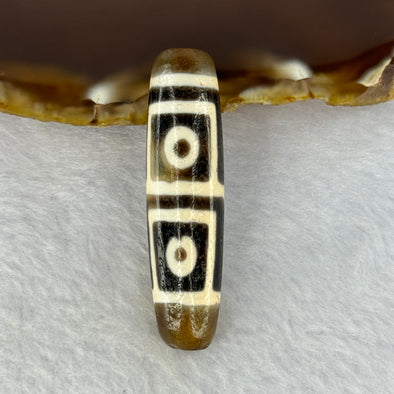 Natural Powerful Tibetan Old Oily Agate 4 Eyes Dzi Bead Heavenly Master (Tian Zhu) 四眼天诛 11.92g 48.10 by 12.5mm - Huangs Jadeite and Jewelry Pte Ltd