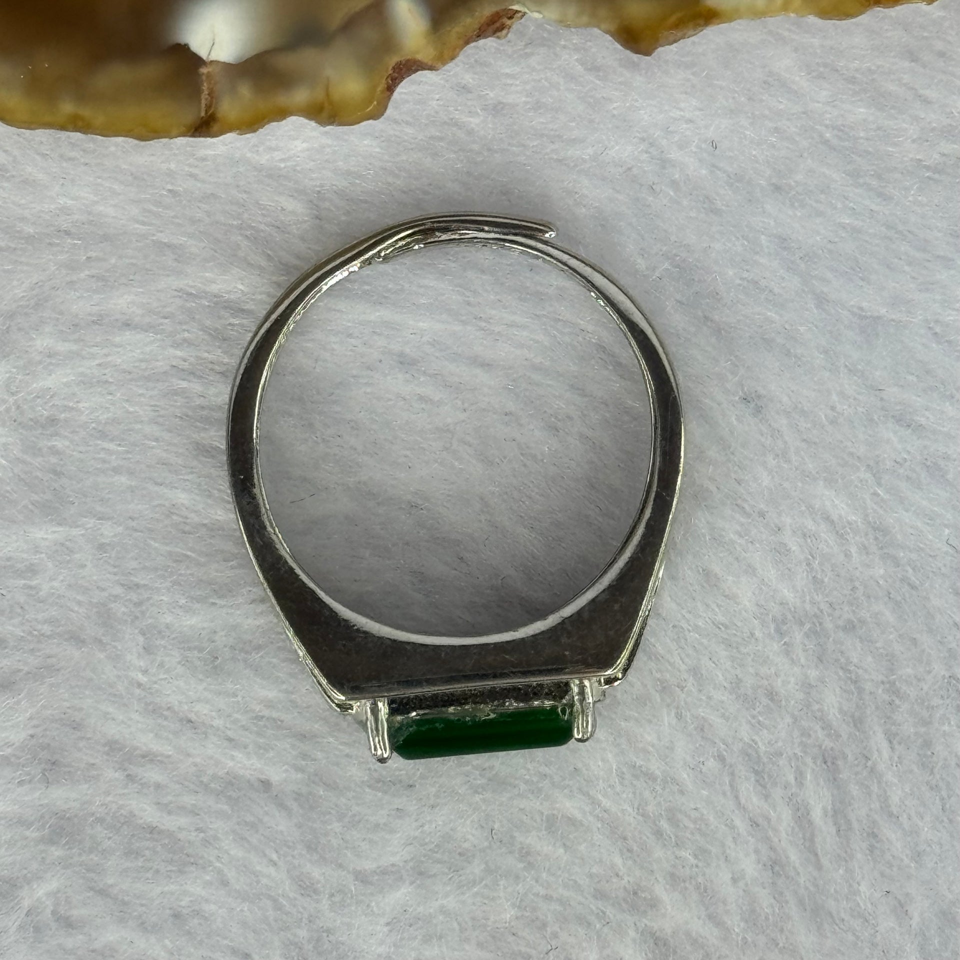 Type A Icy Green Jadeite with Crystals in S925 Sliver Ring (Adjustable Size) 3.54g 11.4 by 6.6 by 2.5mm - Huangs Jadeite and Jewelry Pte Ltd