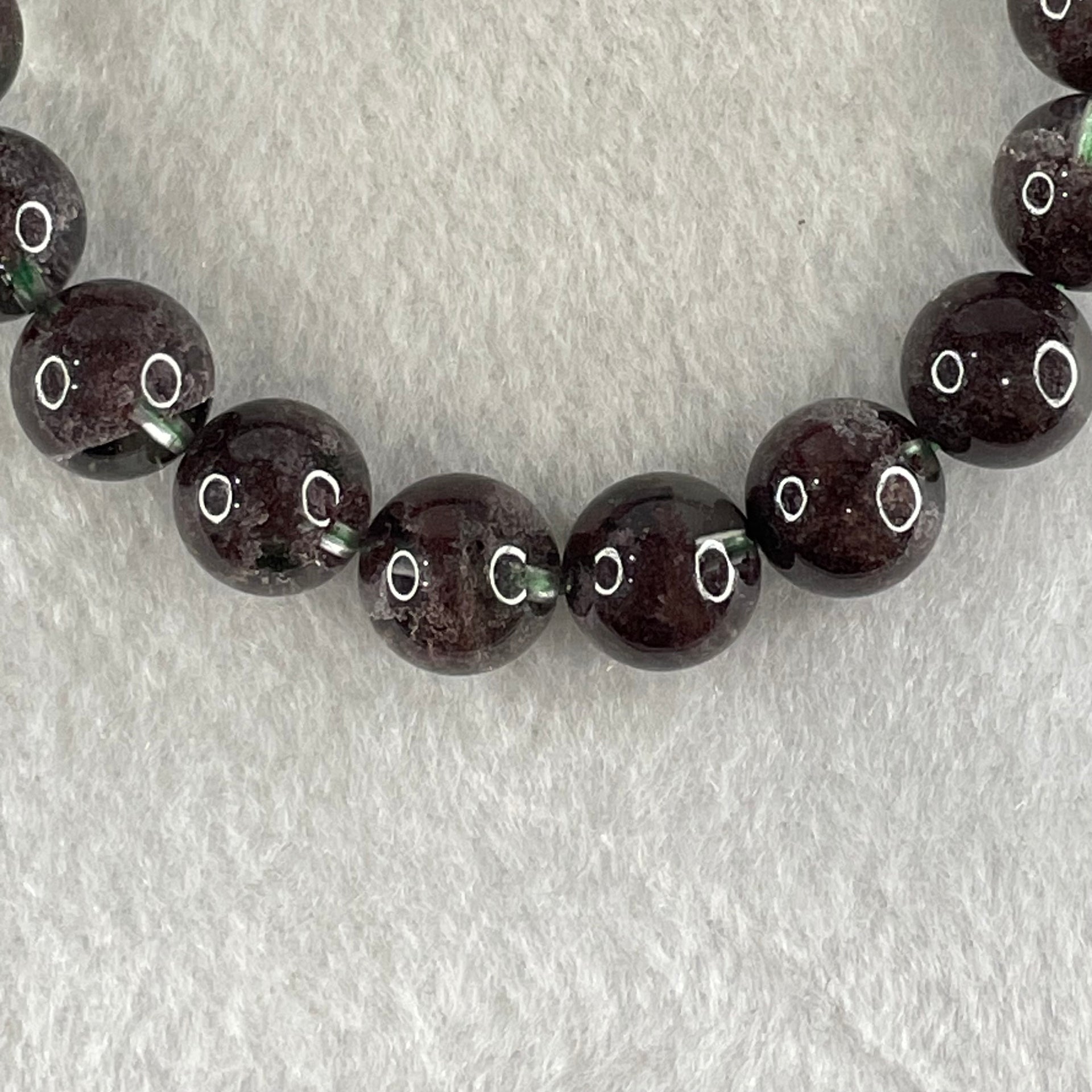 Good Grade Natural Red Phantom Quartz Beads Bracelet 29.27g 17cm 10.4mm 20 Beads - Huangs Jadeite and Jewelry Pte Ltd