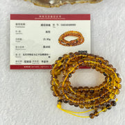 Natural Golden Flower Amber Beads Necklace 天然金珀项链 15.83g 56cm 6.9mm 107 Beads - Huangs Jadeite and Jewelry Pte Ltd