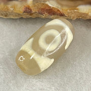 Natural Powerful Tibetan Old Oily Agate 3 Eyes Dzi Bead Heavenly Master (Tian Zhu) 三眼天诛 3.10g 20.0 by 10.5mm - Huangs Jadeite and Jewelry Pte Ltd