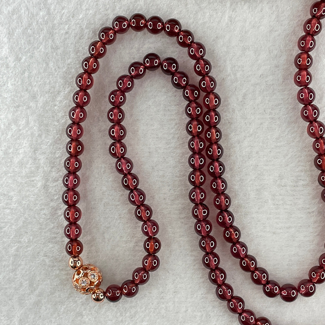 Certified Good Grade Natural Red Garnet Beads Necklace 25.305g 52cm 4.8mm 117Beads