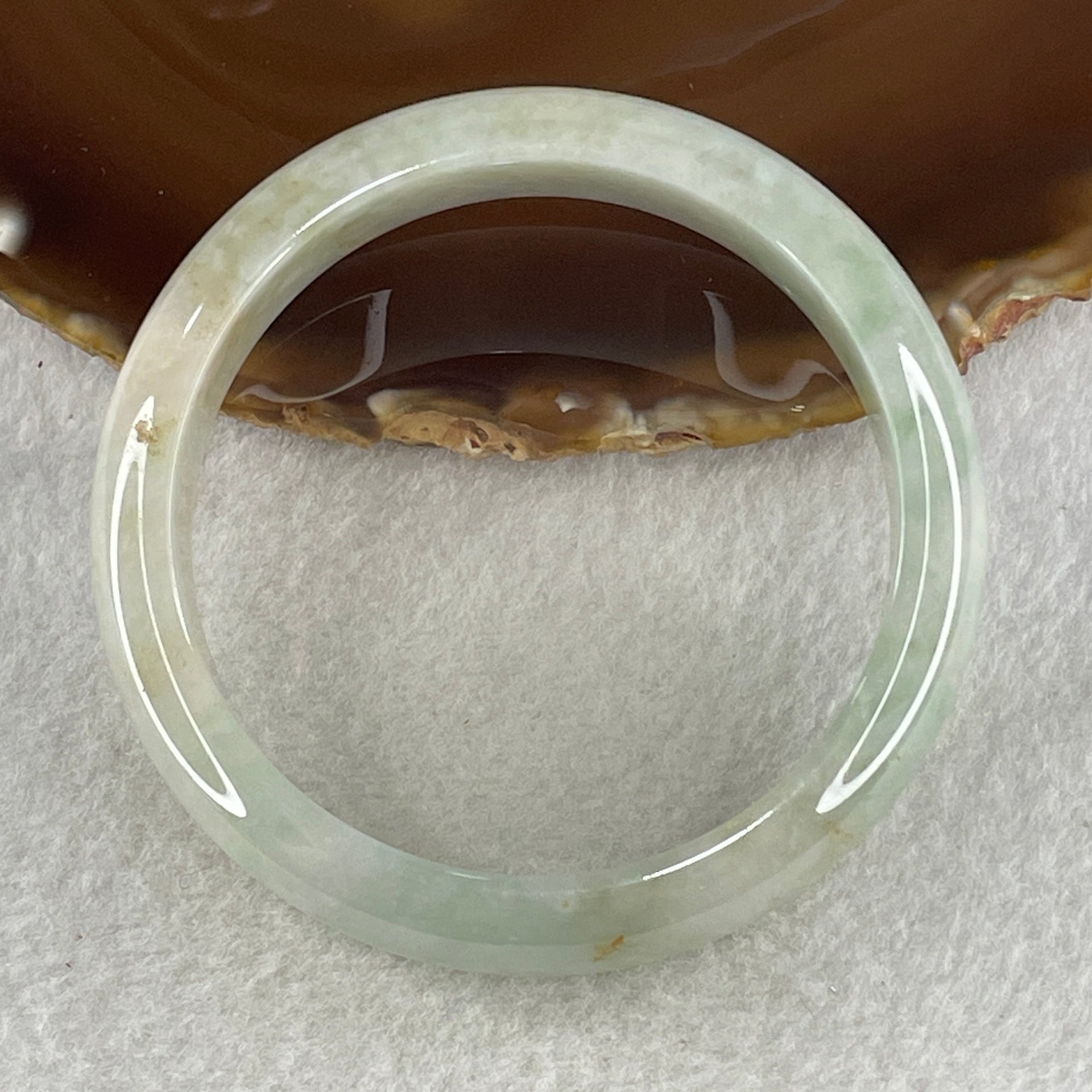 Type A Green with Red Patches Jade Jadeite Bangle 59.78g inner Dia 59.5mm 13.7 by 7.9mm (Slight External Rough) - Huangs Jadeite and Jewelry Pte Ltd