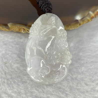 Type A Semi Icy Lavender Jadeite Flower with Bird, Ruyi and Bamboo Pendent 22.75g 41.2 by 26.1 by 11.6 mm - Huangs Jadeite and Jewelry Pte Ltd