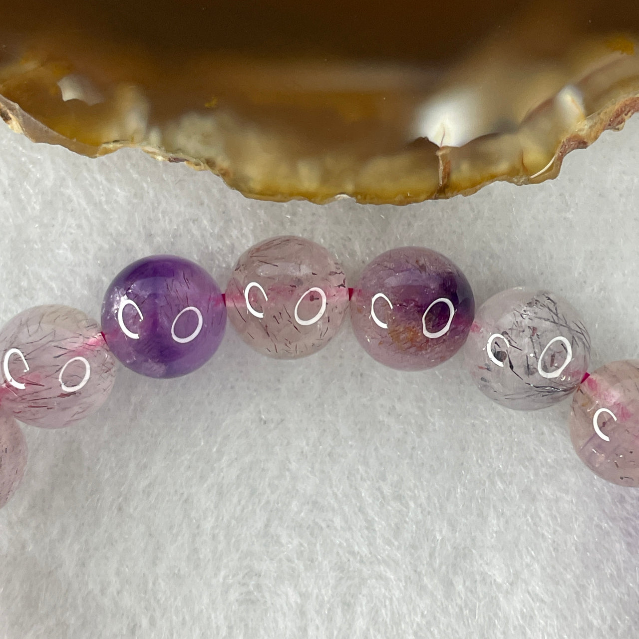 Certified Above-Average Grade Natural Super 7 Crystal Beads Bracelet | Bold High-Clarity Statement Strand | Authentic Sacred Seven Multi-Mineral Inclusions Quartz Spiritual Catalyst & Auric Shield Bracelet (22.32g | 15cm Length | 9.4mm | 20 Beads)