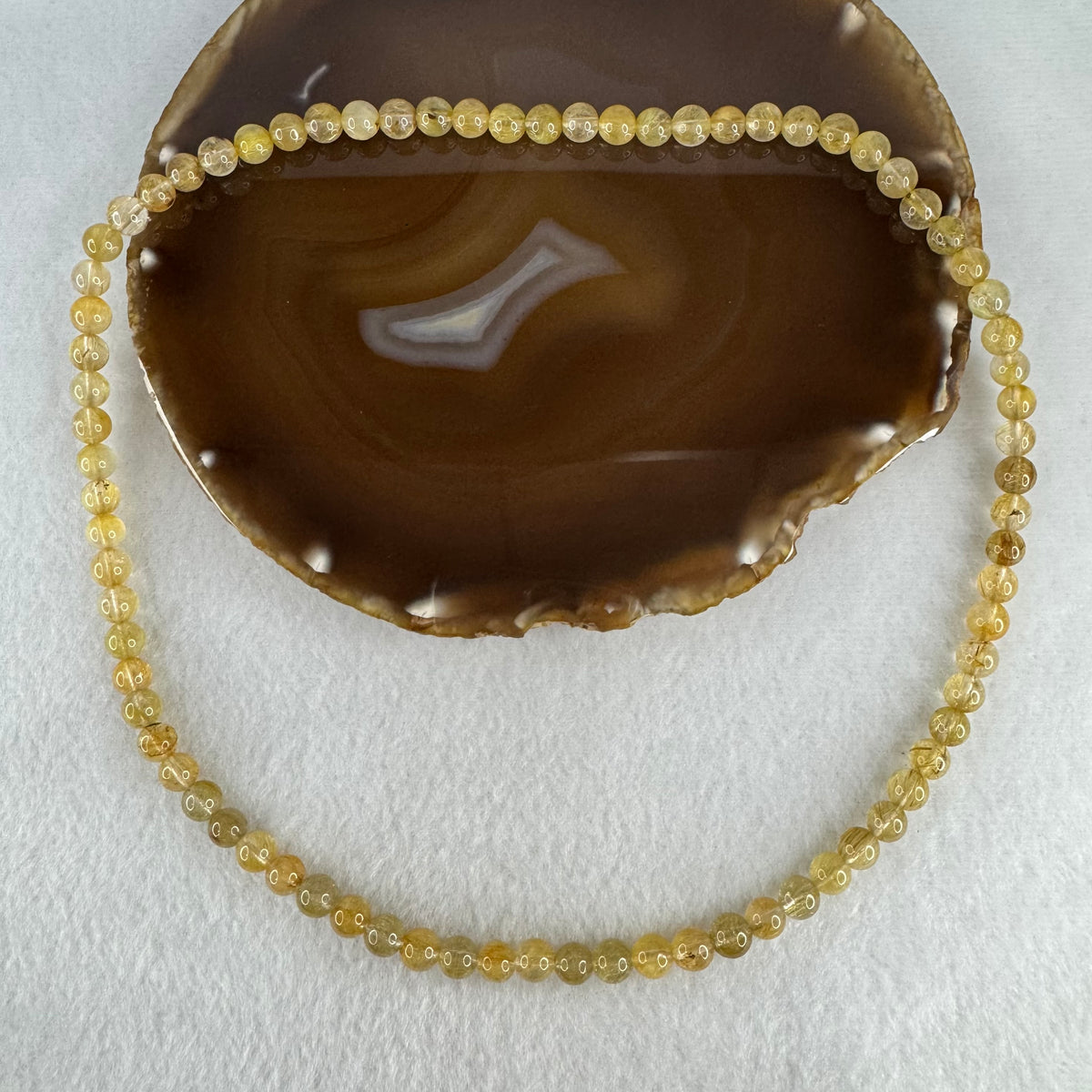 Good Grade Natural Golden Rutilated Quartz Beads Necklace | 7.2mm Golden Rutile Abundance Amulet (38.50g | 52cm Length | 78 Beads)