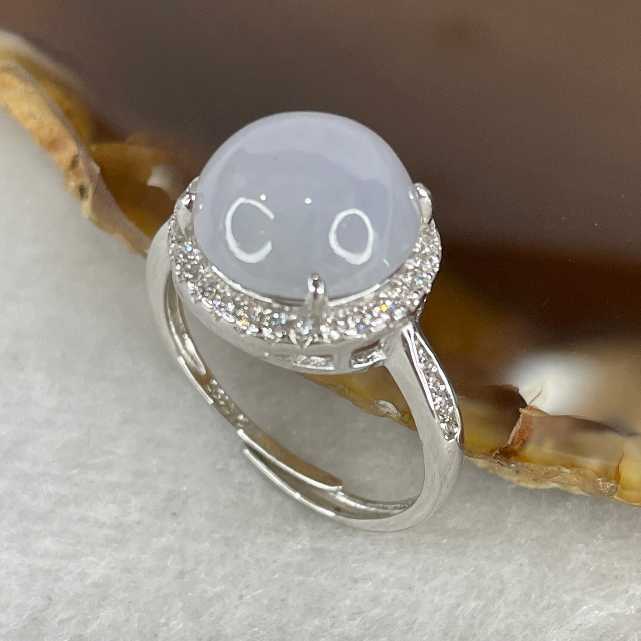Type A Light Lavender Jadeite Ultra-High Dome Ring | Liquid-Glass Translucent Orb | Solid S925 Sterling Silver Setting | Smart Adjustable Sizing (3.68g 11.6x6.0mm)
