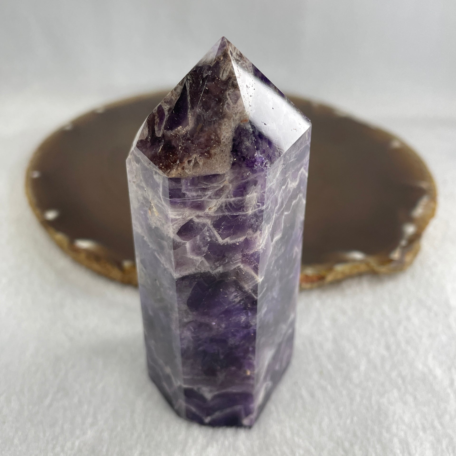 Natural Dreamy Amethyst Fluorite Quartz Tower Display 207.99g 94.6 by 40.5 by 32.8mm - Huangs Jadeite and Jewelry Pte Ltd