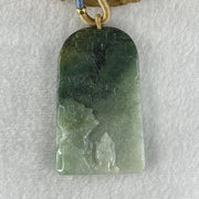 Natural Type A Light Green to Dark Green Jadeite People Seeking for Enlightenment Pendant 66.767g 64.1 by 39.0 by 11.0mm - Huangs Jadeite and Jewelry Pte Ltd