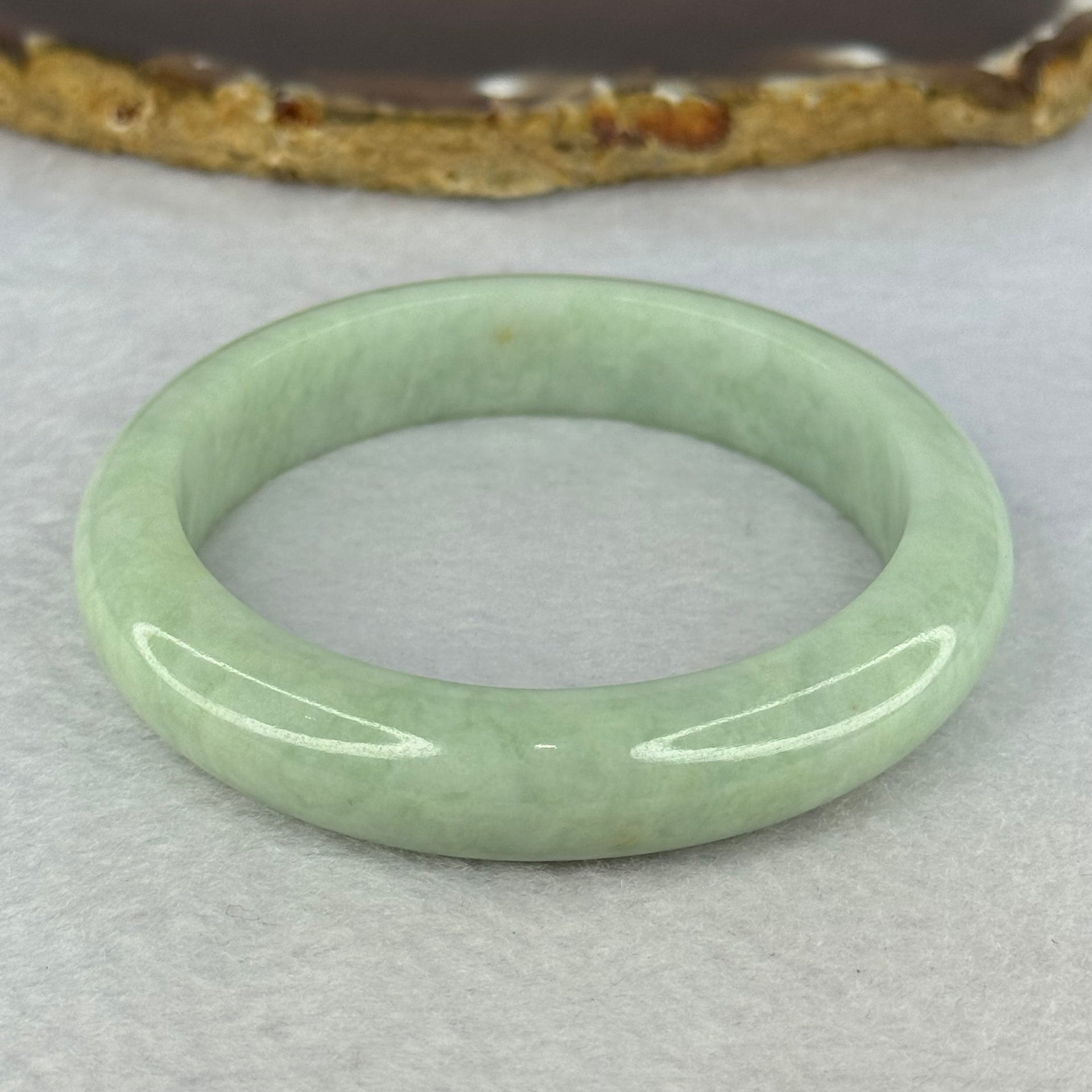 Type A Light Green Jadeite Bangle Internal Diameter 52.6mm 48.95g 12.3 by 8.3mm (Close to Perfect) - Huangs Jadeite and Jewelry Pte Ltd