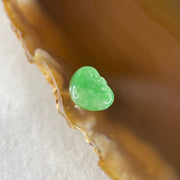Type A Old Mine Full Green Jadeite Ruyi Charm Stone For Setting 0.44g 11.1 by 8.6 by 2.3mm - Huangs Jadeite and Jewelry Pte Ltd