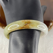 Natural Type Light Lavender with Yellowish Green Jadeite Oval Bangle 37.93g Inner Diameter 55.7mm 12.8 by 6.0mm (Slight External Rough) - Huangs Jadeite and Jewelry Pte Ltd