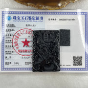 Type A Opaque to Partial Translucent Black Omphacite Jadeite Guan Gong with Dragon Pendant 26.12g 57.7 by 38.8 by 7.8mm - Huangs Jadeite and Jewelry Pte Ltd