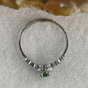 Type A Bright Green Jadeite Ring in S925 Sliver with Cubic Zirconia 1.30g 3.5 by 2.0mm (Adjustable Size) - Huangs Jadeite and Jewelry Pte Ltd