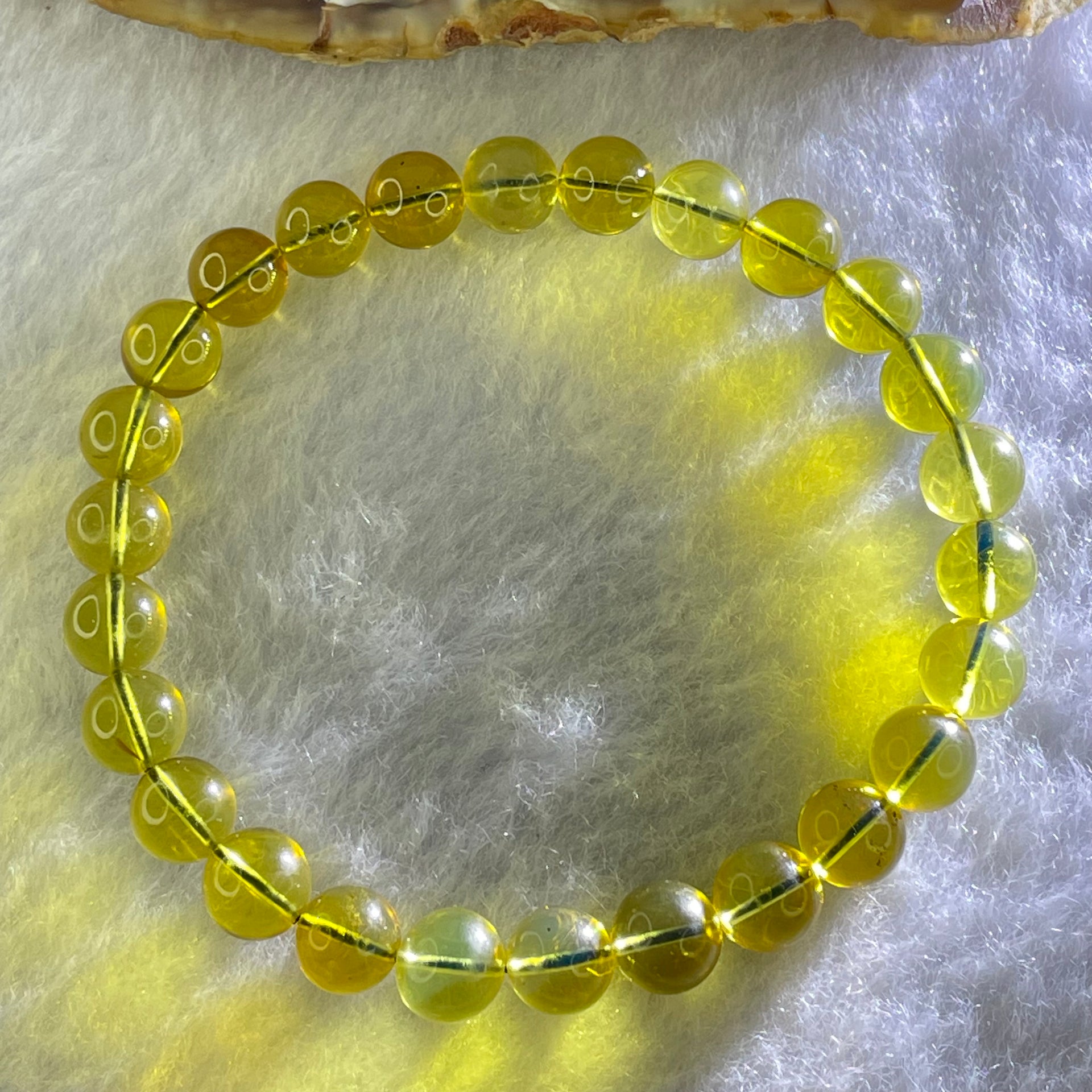Natural Purple Honey Amber Beads Bracelet 天然紫蜜琥珀手链 5.01g 15cm 7.1mm  26 Beads - Huangs Jadeite and Jewelry Pte Ltd