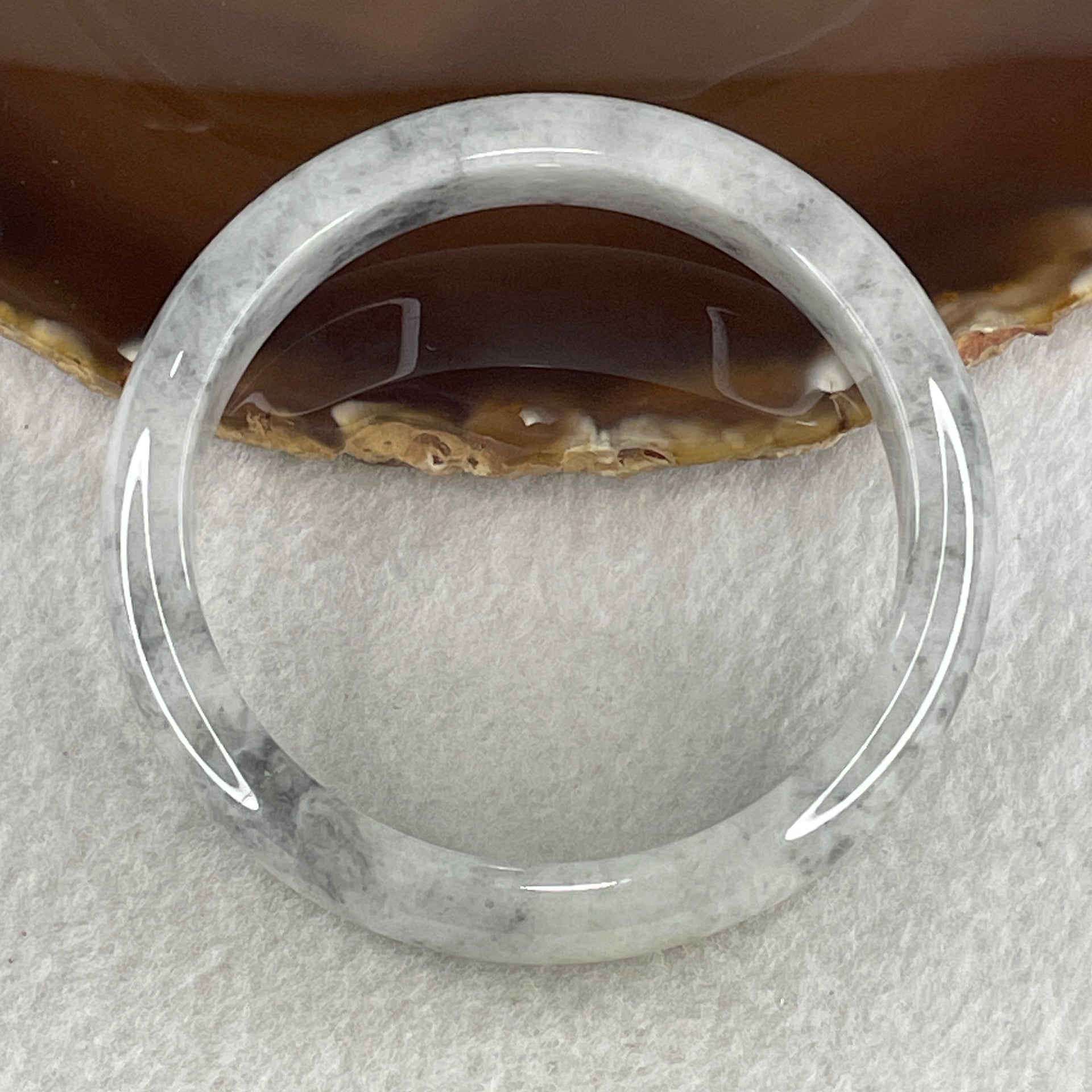 Type A Grey Wuji Jade Jadeite Bangle 55.32g inner Dia 59.6mm 12.8 by 7.9mm (Slight External Rough) - Huangs Jadeite and Jewelry Pte Ltd